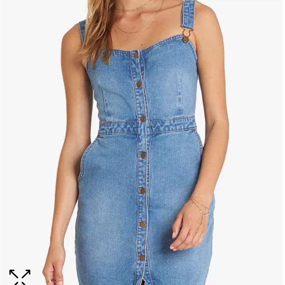 Billabong Blue Mini Denim Dress Fitted Bodice XS